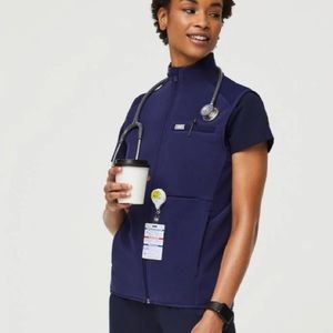 Figs On-Shift Fleece Vest - color: navy, size: S